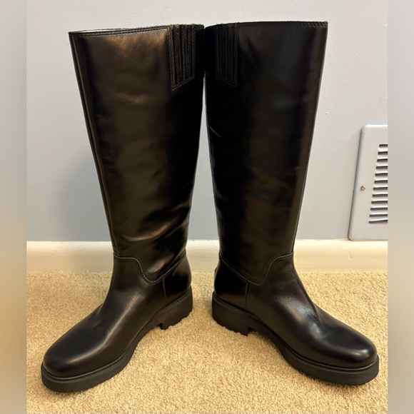 NWOT Lucky Brand Cirila Black Knee-high Leather Boots - Picture 2 of 7